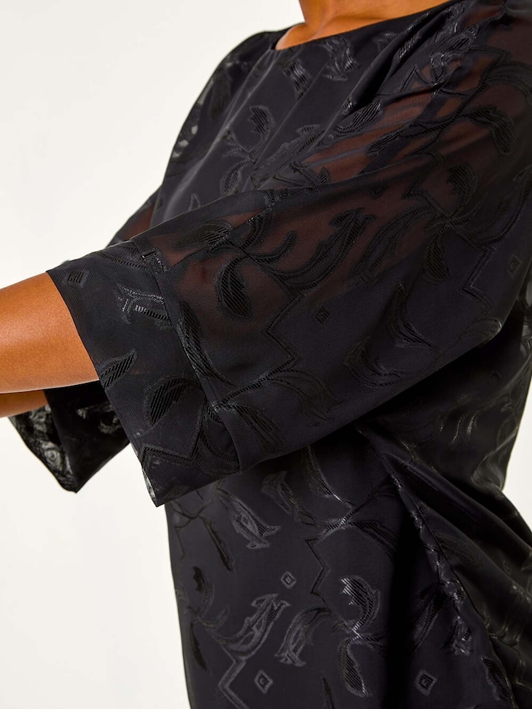 Roman Black Zig Zag Burnout Overlay Top - Image 6 of 6