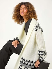Roman White Patterned Knit Cardigan - Image 1 of 6