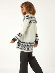 Roman White Patterned Knit Cardigan - Image 4 of 6
