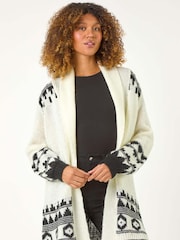 Roman White Patterned Knit Cardigan - Image 5 of 6