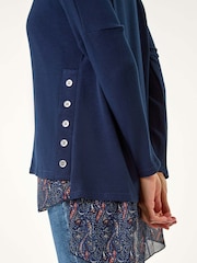 Roman 2 in 1 Contrast Hem Detail Stretch Top - Imagen 2 de 5
