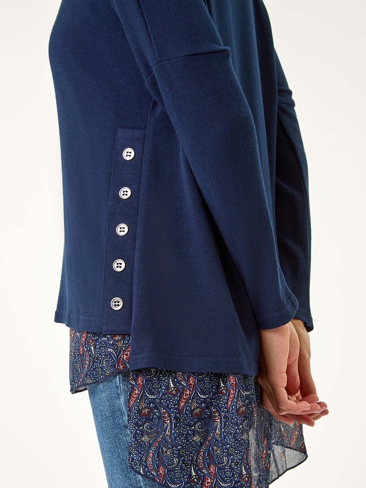 Roman 2 in 1 Contrast Hem Detail Stretch Top - Imagen 2 de 5