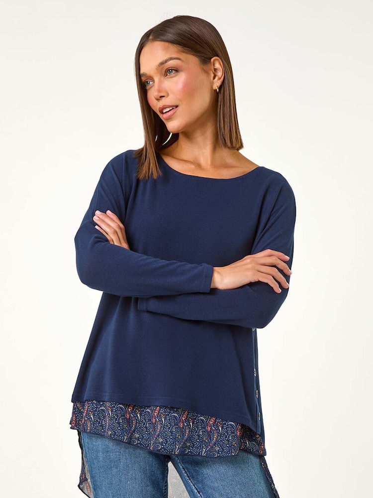 Roman 2 in 1 Contrast Hem Detail Stretch Top - Imagen 5 de 5