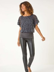 Roman Grey Baroque Burnout Print Top - Image 1 of 5