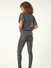 Roman Grey Baroque Burnout Print Top - Image 5 of 5