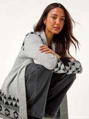 Roman Grey Patterned Knit Cardigan - Image 3 of 6