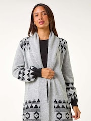 Roman Grey Patterned Knit Cardigan - Image 5 of 6