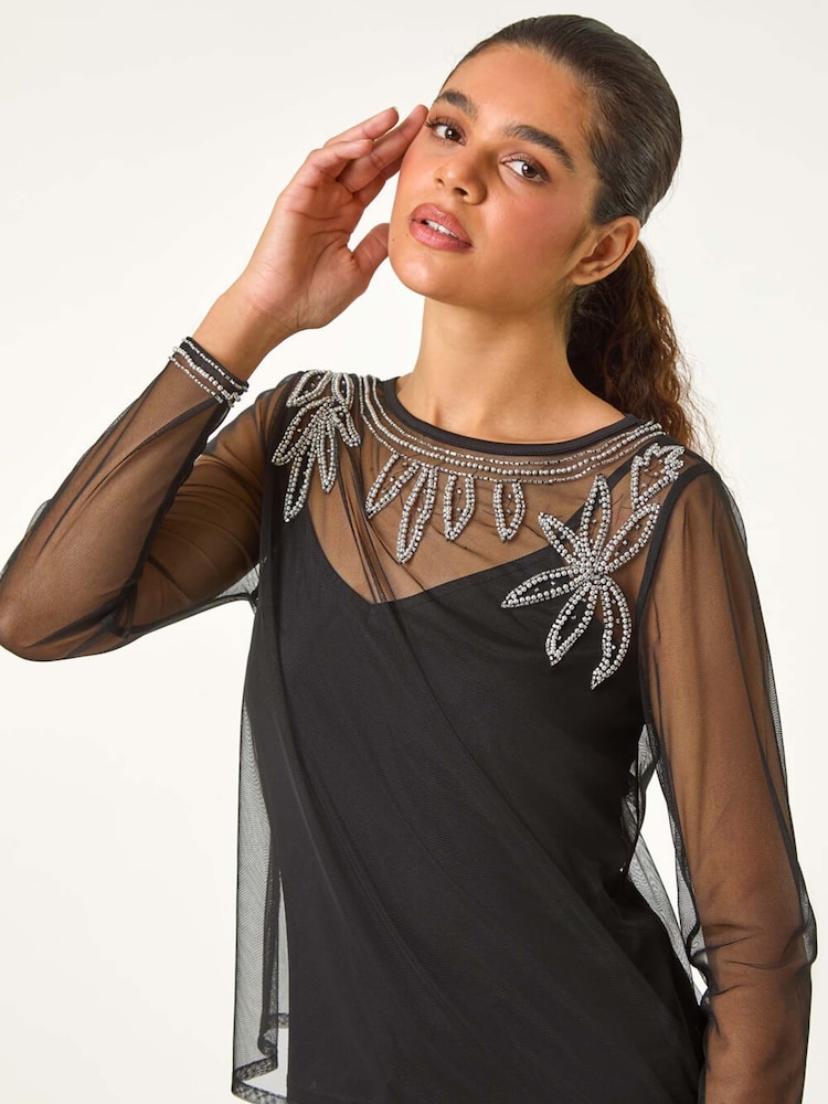 Roman Embellished Sequin Mesh Top - Imagen 1 de 5 Roman Embellished Sequin Mesh Top - Imagen 1 de 5