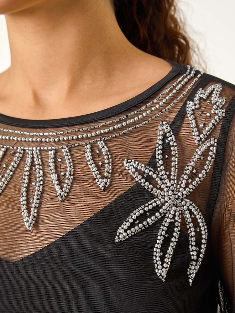 Roman Embellished Sequin Mesh Top - Imagen 2 de 5 Roman Embellished Sequin Mesh Top - Imagen 2 de 5