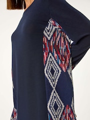 Roman Blue Side Printed Stretch Tunic Top - Image 2 of 5