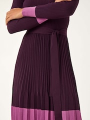 Roman Purple Contrast Border Knitted Stretch Dress - Image 5 of 5