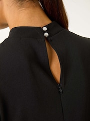 Roman Black High Neck Fit and Flare Stretch Dress - Image 3 of 6