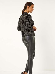 Roman Black Metallic Glitter Velvet Blouse - Image 3 of 5