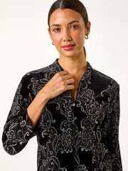 Roman Black Metallic Glitter Velvet Blouse - Image 4 of 5