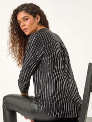 Roman Metallic Dotted Foil Print Stretch Blouse - Image 1 of 6
