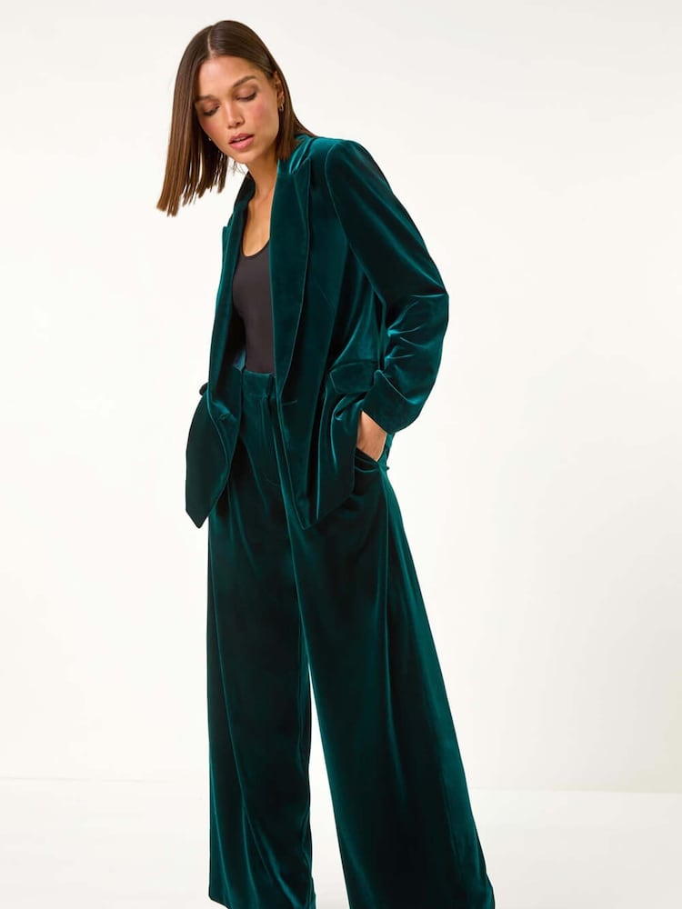 Roman Velvet Wide Leg Pocket Stretch Trousers - Image 2 of 5