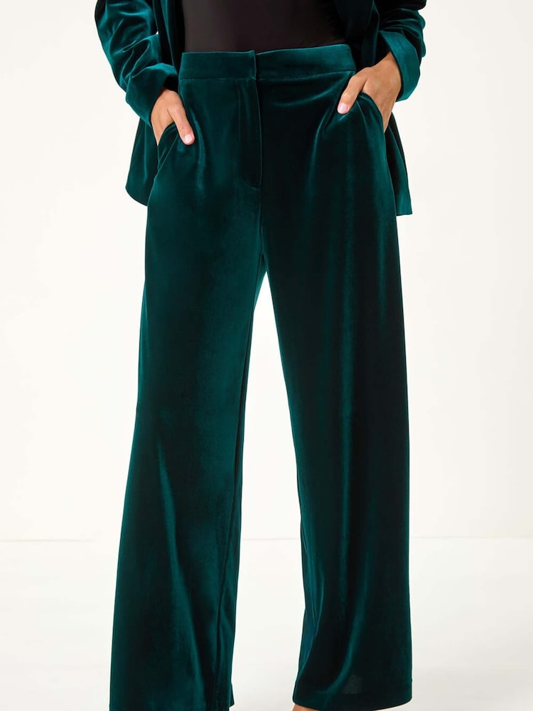 Roman Velvet Wide Leg Pocket Stretch Trousers - Image 4 of 5