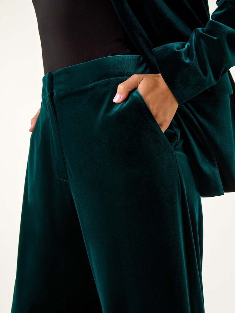 Roman Velvet Wide Leg Pocket Stretch Trousers - Image 5 of 5
