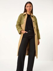 Roman Natural Contrast Quilted Collar Smart Coat - Image 2 of 5