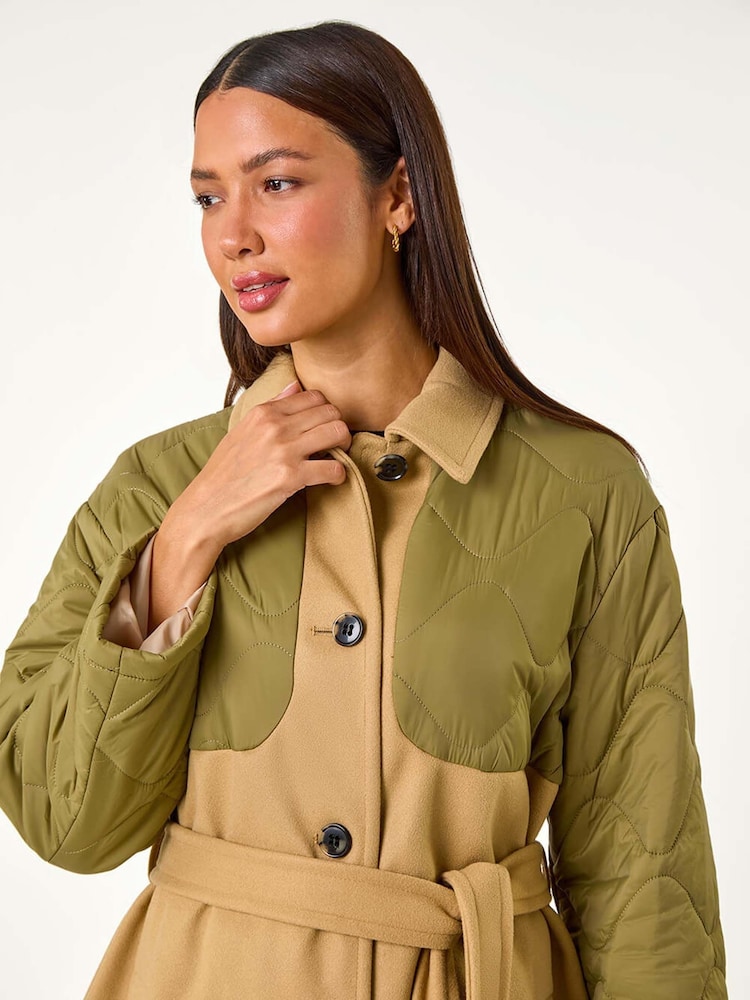 Roman Natural Contrast Quilted Collar Smart Coat - Image 5 of 5