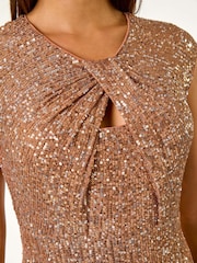Roman Metallic Sequin Twist Front Maxi Stretch Dress - Image 6 of 6