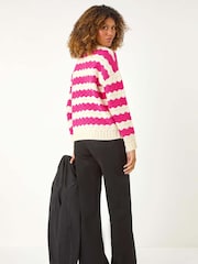 Roman Pink Wave Colour Block Knit Jumper - Image 4 of 6