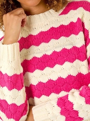 Roman Pink Wave Colour Block Knit Jumper - Image 6 of 6