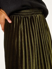 Roman Green Velvet Pleated Midi Skirt - Image 3 of 6