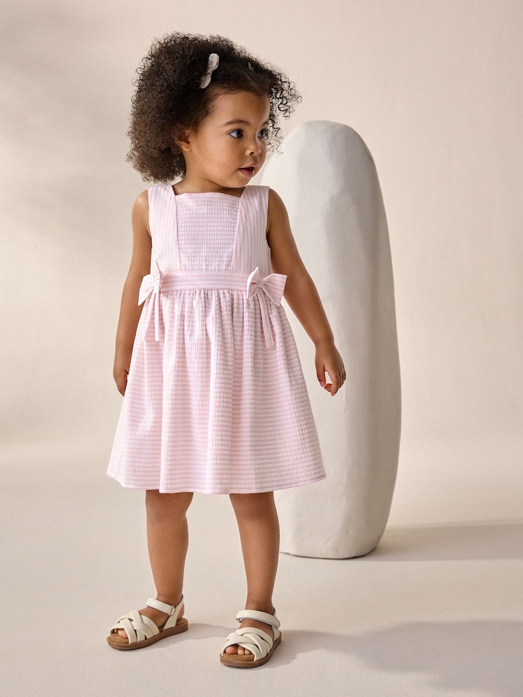Pink/White Stripe Bow Detail Prom Dress (3mths-8yrs) - Image 2 of 8