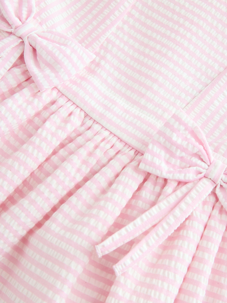 Pink/White Stripe Bow Detail Prom Dress (3mths-8yrs) - Image 7 of 8
