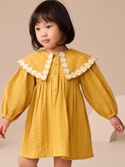 Ochre Yellow Daisy Collar Dress (3mths-8yrs) - Image 1 of 8