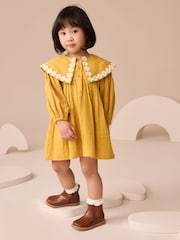 Ochre Yellow Daisy Collar Dress (3mths-8yrs) - Image 2 of 8