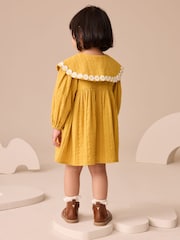 Ochre Yellow Daisy Collar Dress (3mths-8yrs) - Image 3 of 8