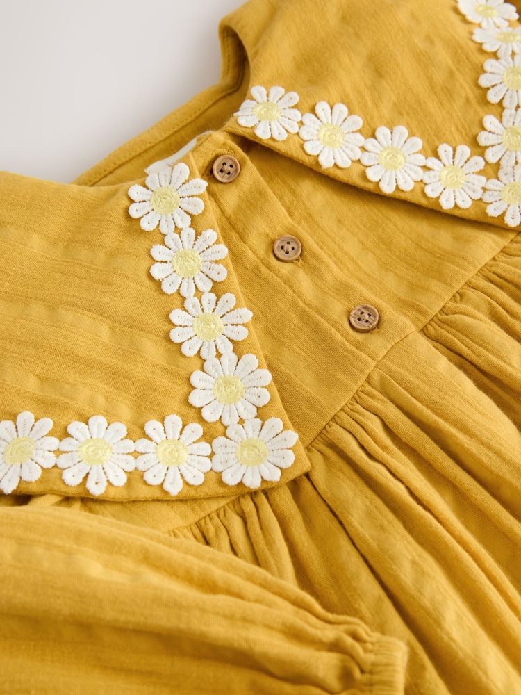 Ochre Yellow Daisy Collar Dress (3mths-8yrs) - Image 8 of 8