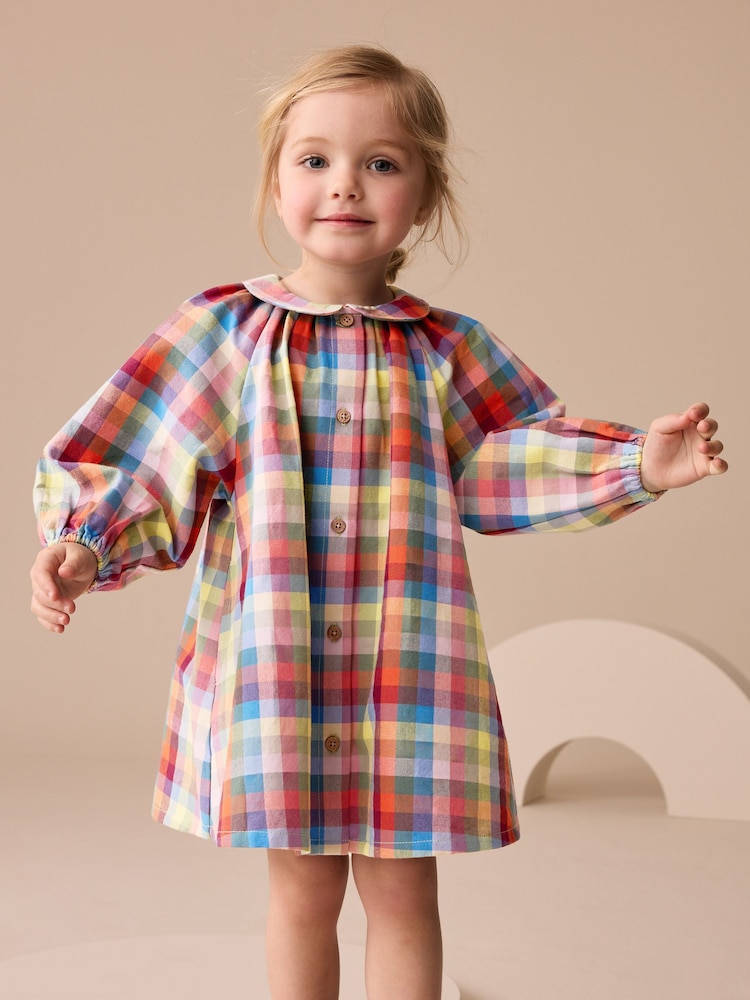 Multi Check Print 100% Cotton Shirt Dress (3mths-8yrs) - Image 1 of 8