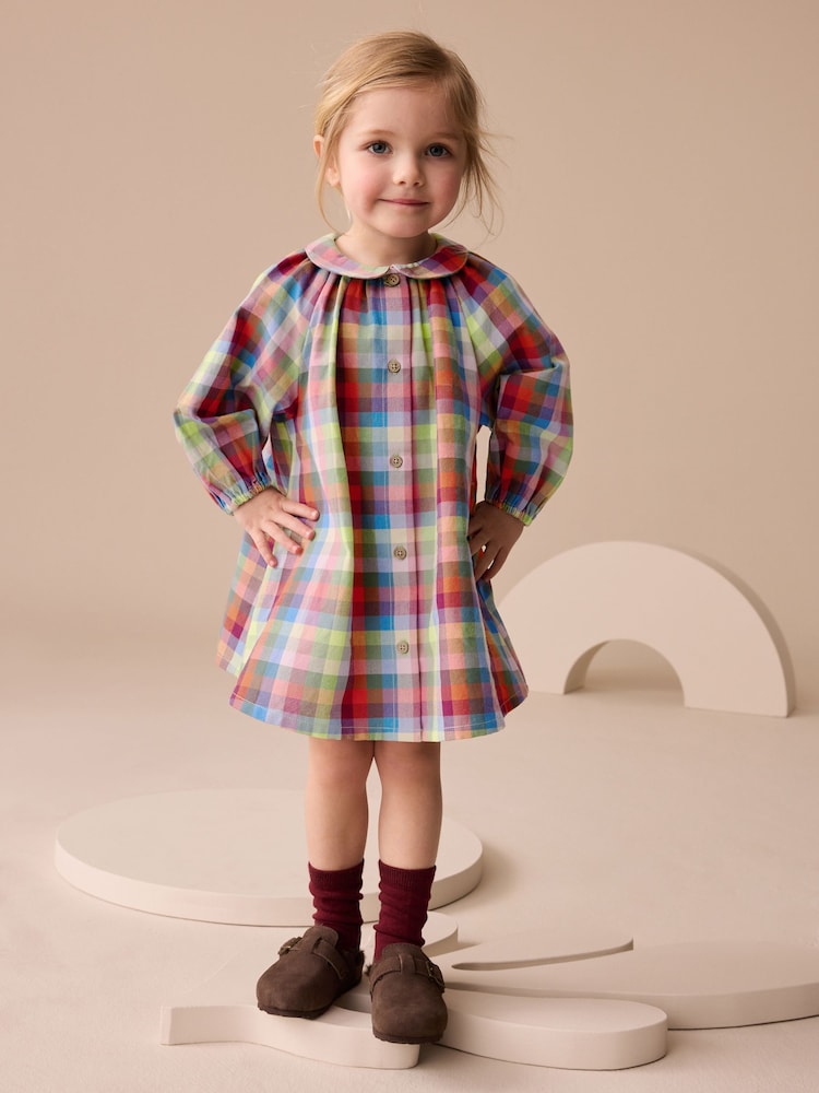 Multi Check Print 100% Cotton Shirt Dress (3mths-8yrs) - Image 2 of 10 Multi Check Print 100% Cotton Shirt Dress (3mths-8yrs) - Image 2 of 10