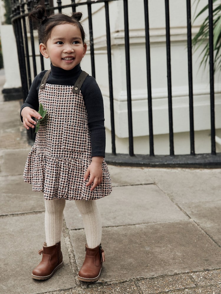 Kariert, Neutral - Bubble Hem Pinafore Dress (3mths-8yrs) - Bild 1 von 9