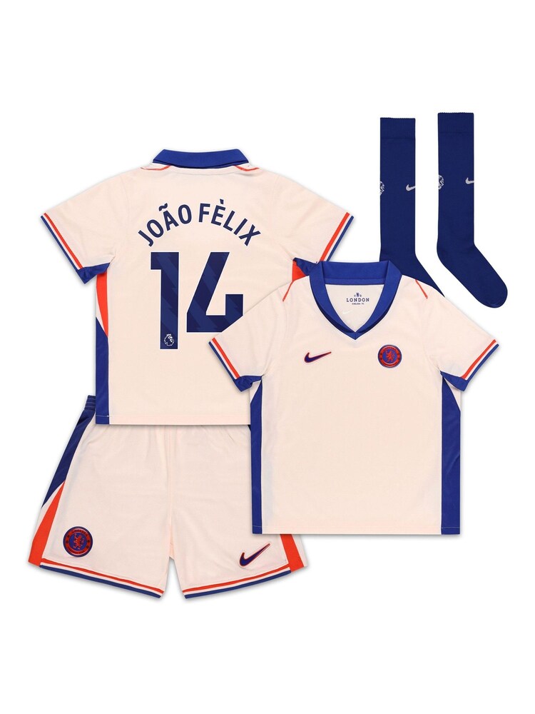 Nike Cream Little Kids Joao Felix 14 Chelsea Away Stadium Kit 2024-25 - Image 1 of 3