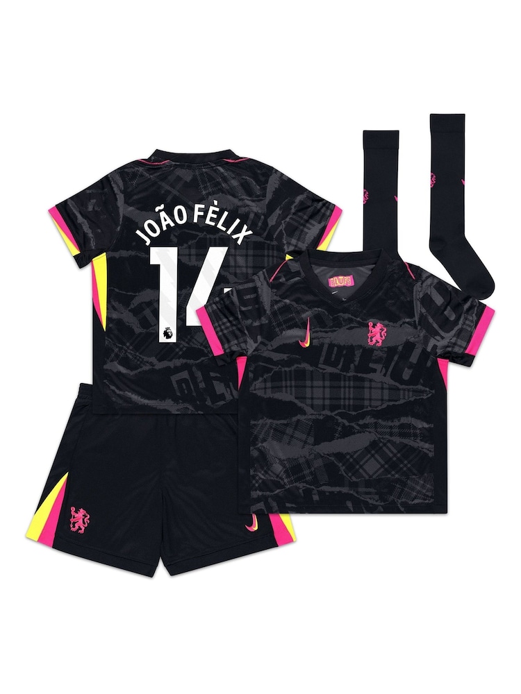 Nike Black Little Kids Joao Felix 14 Chelsea Third Stadium Kit 2024-25 - Image 3 of 3 Nike Black Little Kids Joao Felix 14 Chelsea Third Stadium Kit 2024-25 - Image 3 of 3
