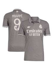 adidas Grey Real Madrid Third Authentic Shirt 2024-25 Mbappe 9 - Image 1 of 3