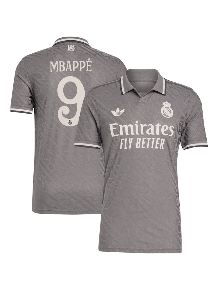 adidas Grey Real Madrid Third Authentic Shirt 2024-25 Mbappe 9 - Image 1 of 3
