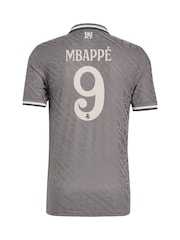 adidas Grey Real Madrid Third Authentic Shirt 2024-25 Mbappe 9 - Image 3 of 3