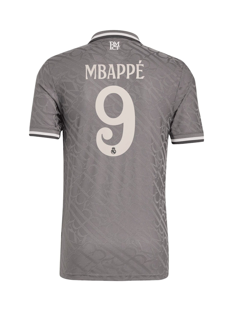 adidas Grey Real Madrid Third Authentic Shirt 2024-25 Mbappe 9 - Image 3 of 3