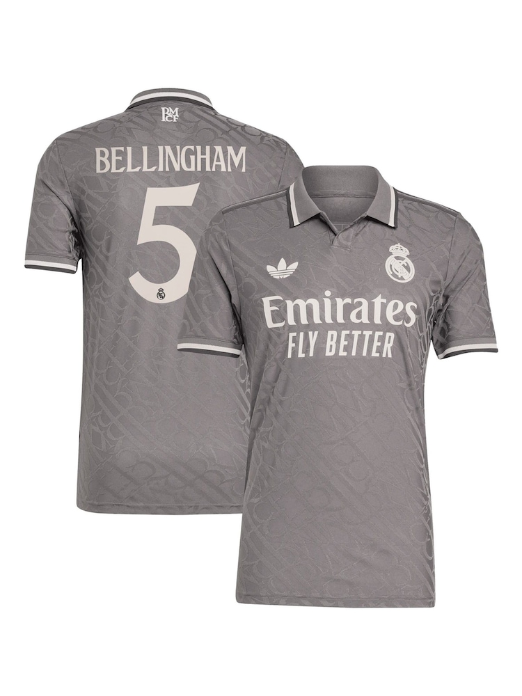adidas Grey Real Madrid Third Authentic Shirt 2024-25 Bellingham 5 - Image 1 of 3