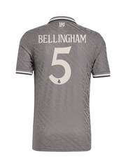 adidas Grey Real Madrid Third Authentic Shirt 2024-25 Bellingham 5 - Image 3 of 3
