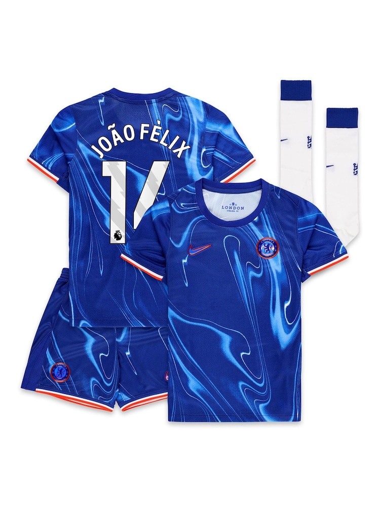 Nike Blue Little Kids Joao Felix 14 Chelsea Home Stadium Kit 2024-25 - Image 1 of 3