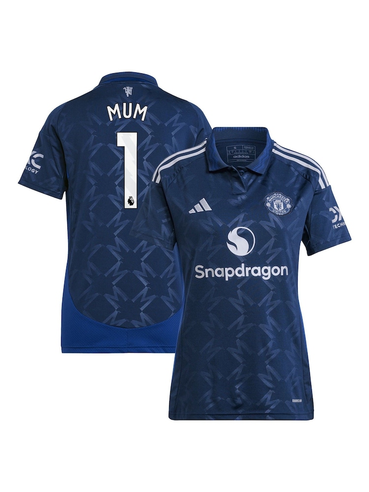 adidas Blue Womens Manchester United Away Shirt 2024-25 Mum 1 - Image 1 of 1