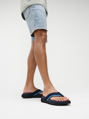 Fitflop Mens Blue F-mode Go Tonal-Edge Webbing Toe-Post Sandals - Image 1 of 4