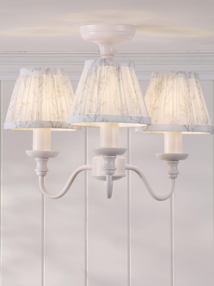 Laura Ashley White Pussy Willow 3 Light Semi Flush - Image 1 of 6