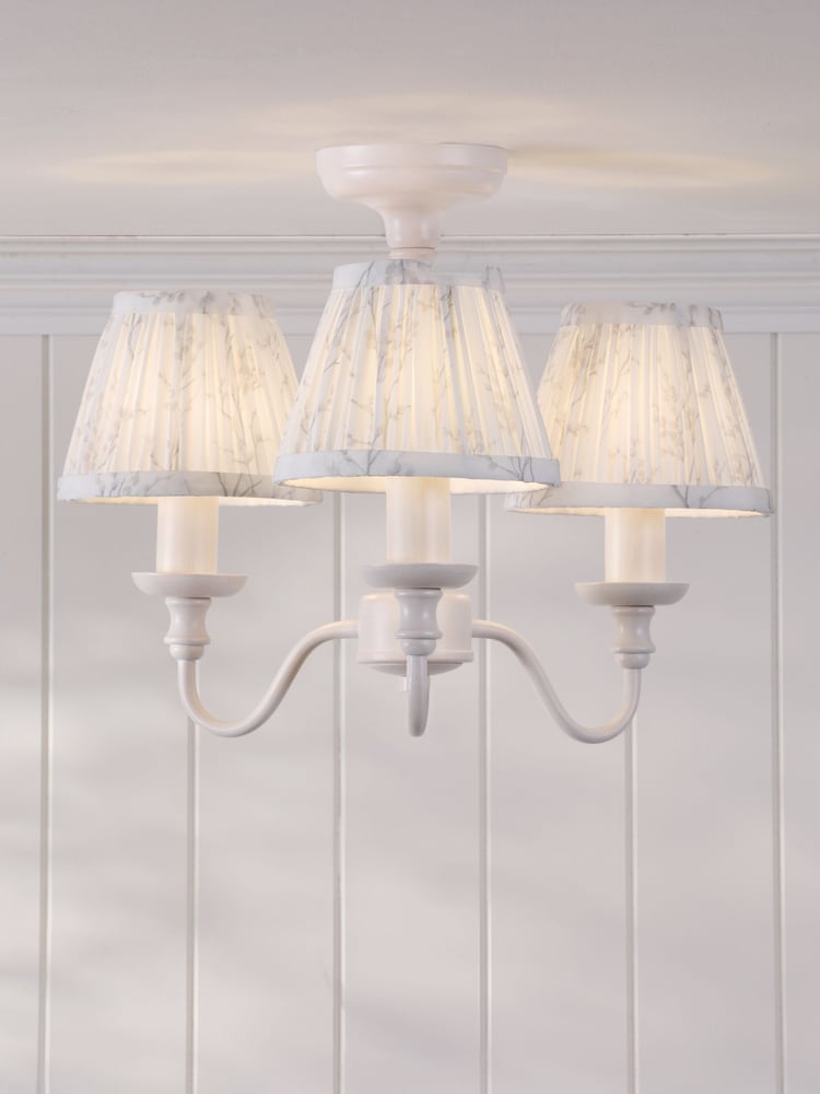 Laura Ashley White Pussy Willow 3 Light Semi Flush - Image 1 of 6